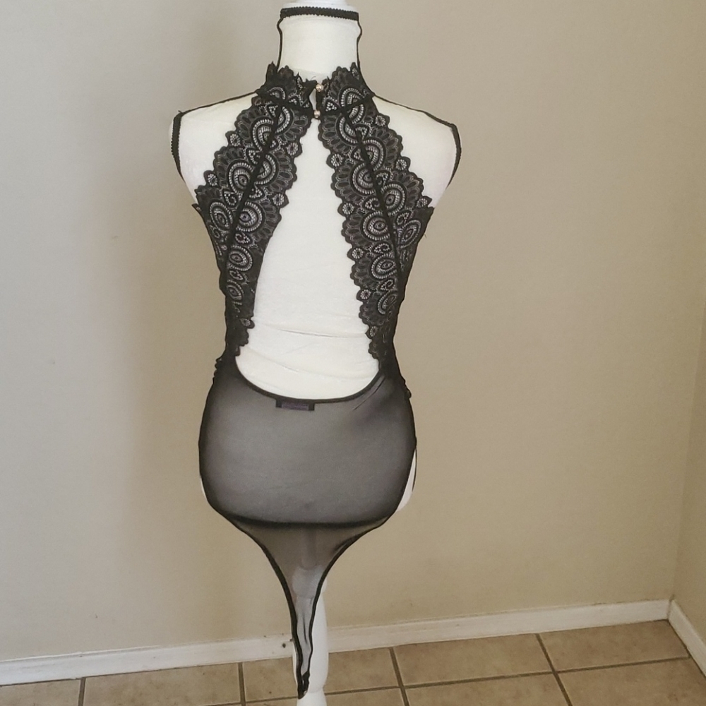 Lace/mesh body suit